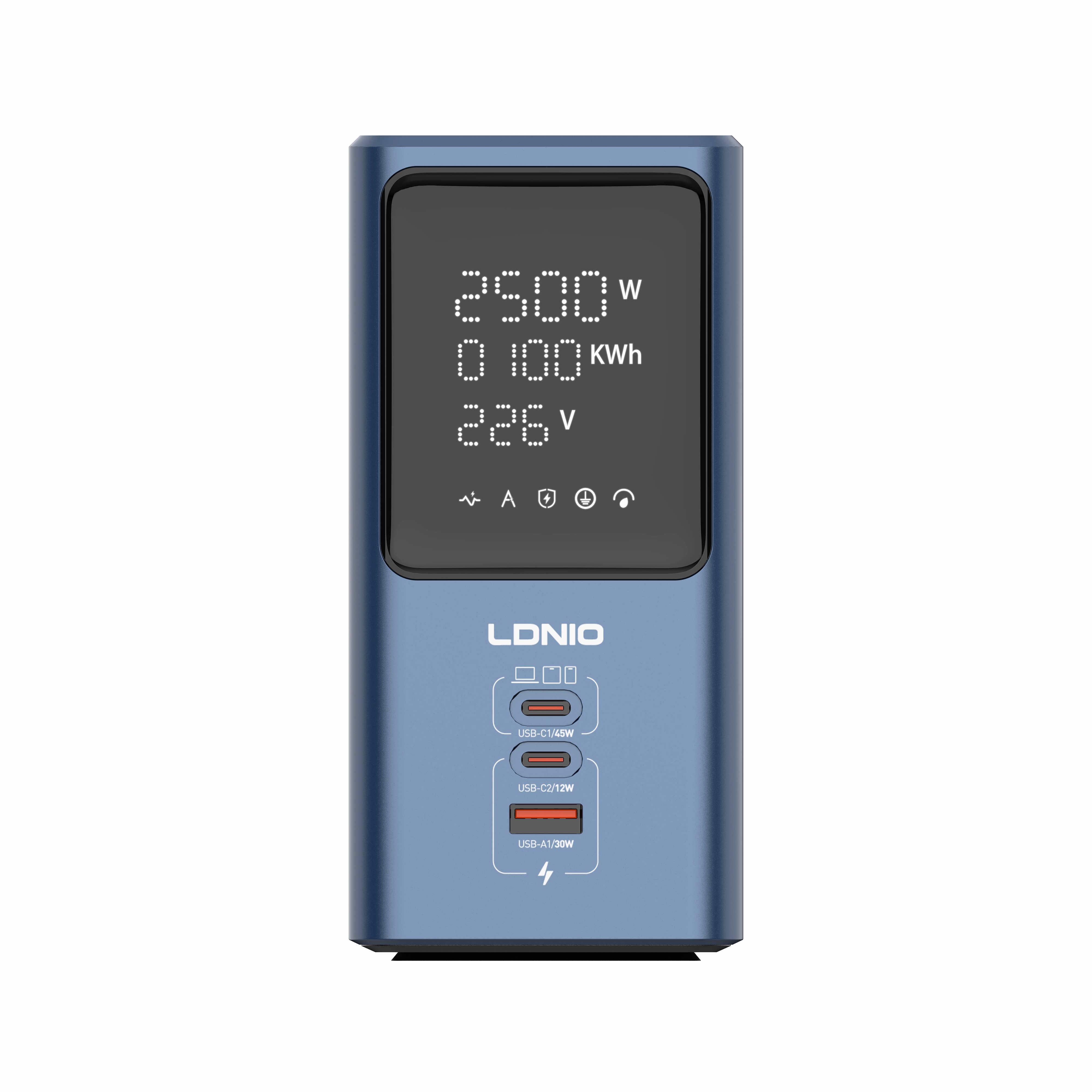 LDNIO SC2 7-In-1 Ports GaN45W Tower Extension Power Socket Multi-Plug Desktop Strip with PD USB-C
