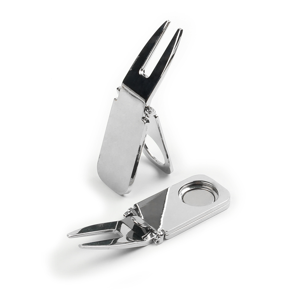 Custom Stainless Steel Divot Repair Tool with Removable Golf Ball Marker
