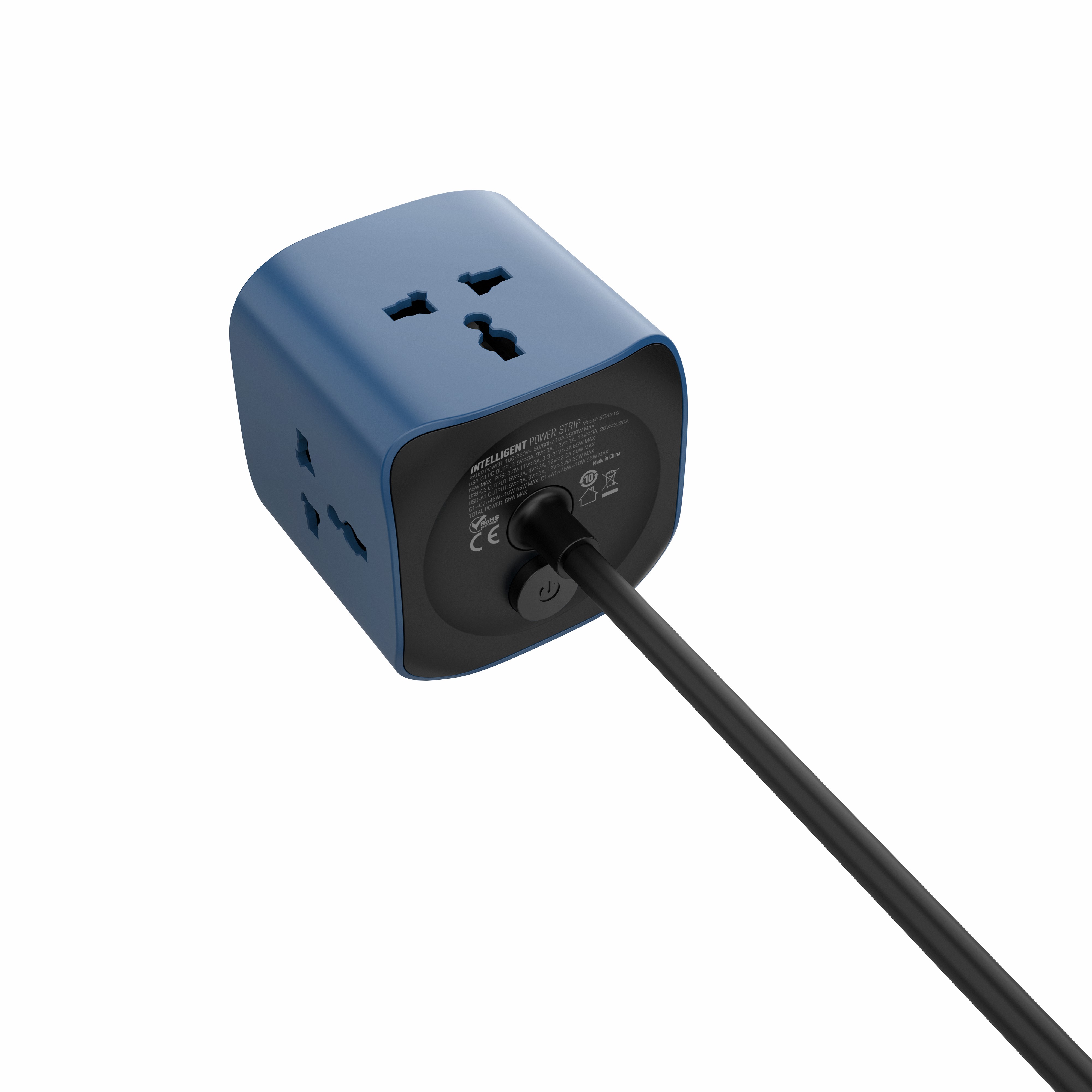 LDNIO SC3319 2500W 3-Way Cube Adapter 6 in 1 Plug Socket Power Strip with 3 Outlets 3 Ports