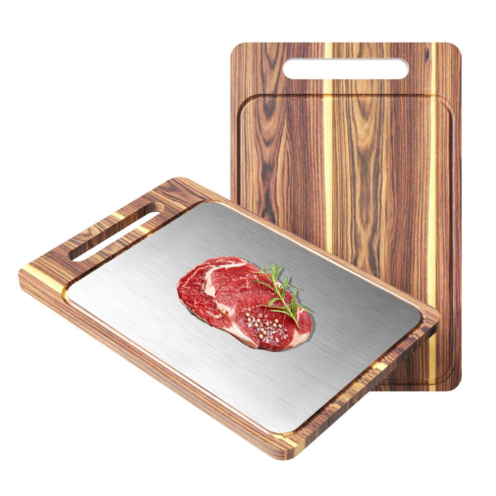 Hip-home Titanium Cutting Board Tabla De Corte Dual Use Acacia Wood Chopping Blocks with Handle