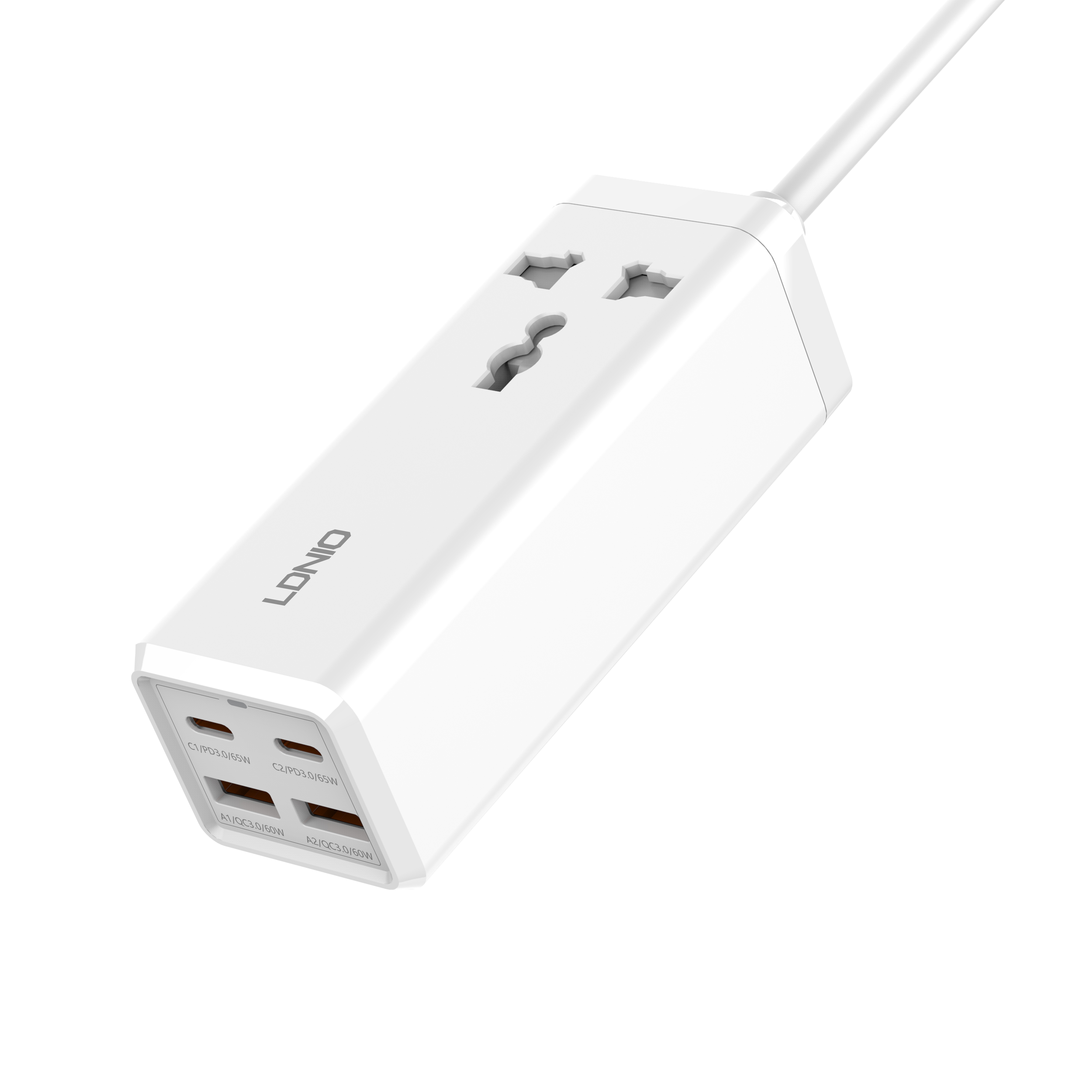 LDNIO SU1441 65W 4-Port Fast Charger - 2×USB-C & 2×USB-A with PD QC4+ & Multi-Protocol Support