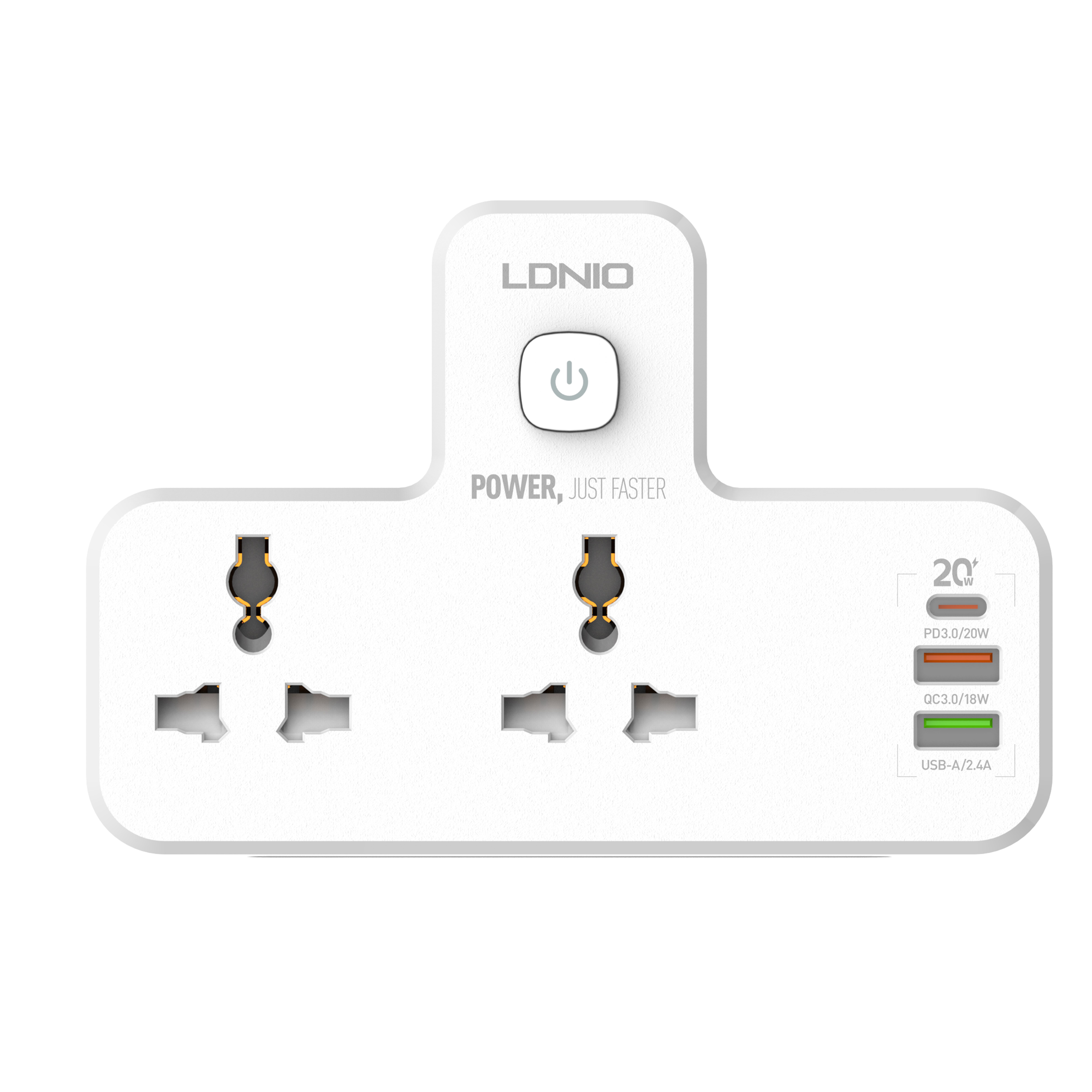 LDNIO SE2337 2500W 100-250V Extension Strip With 3 Usb Ports LED Light 2 Outlets Smart Power Strip