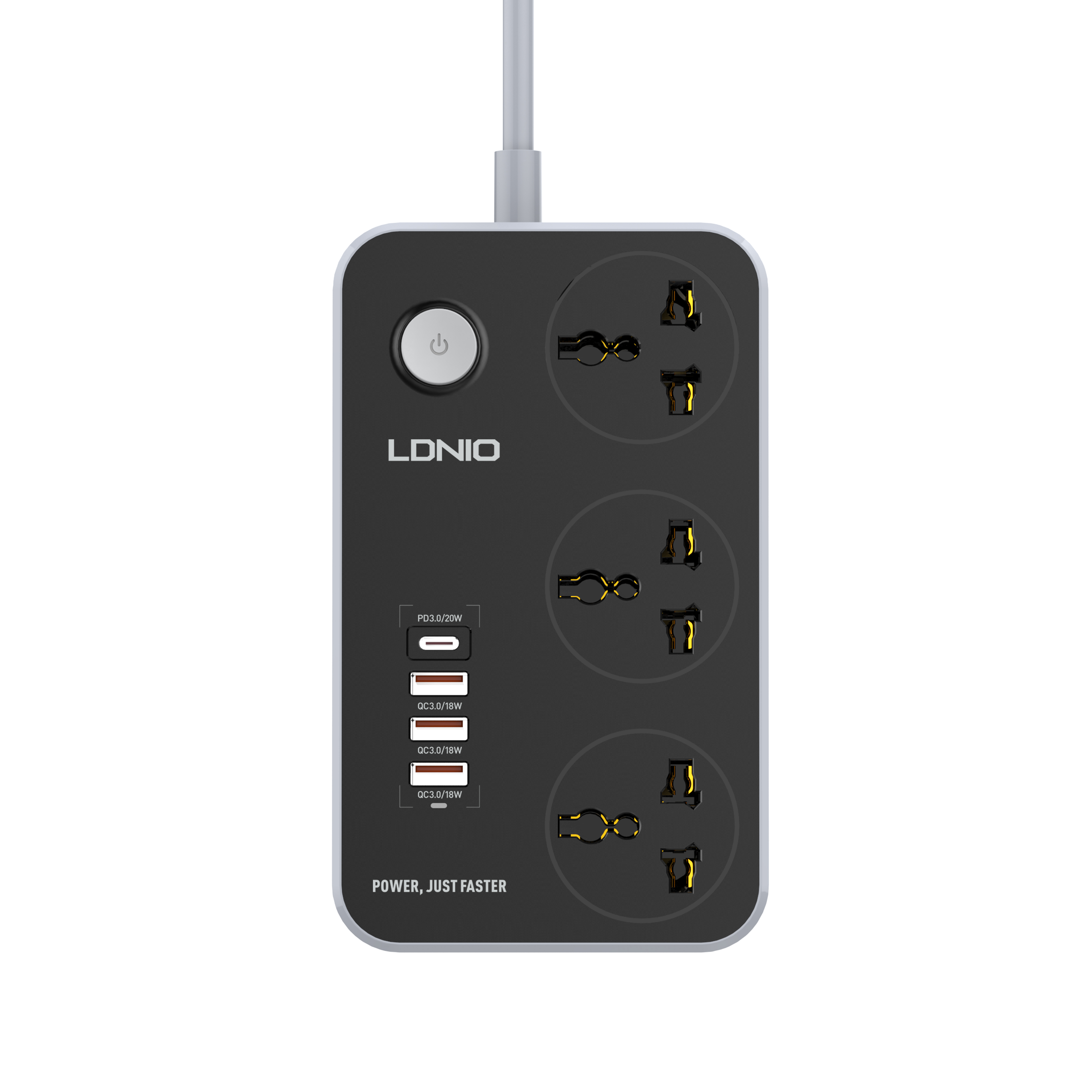 LDNIO SC3412 3 Outlets USB-C Universal Power Strip Socket Extension Fast Charging Power Strip