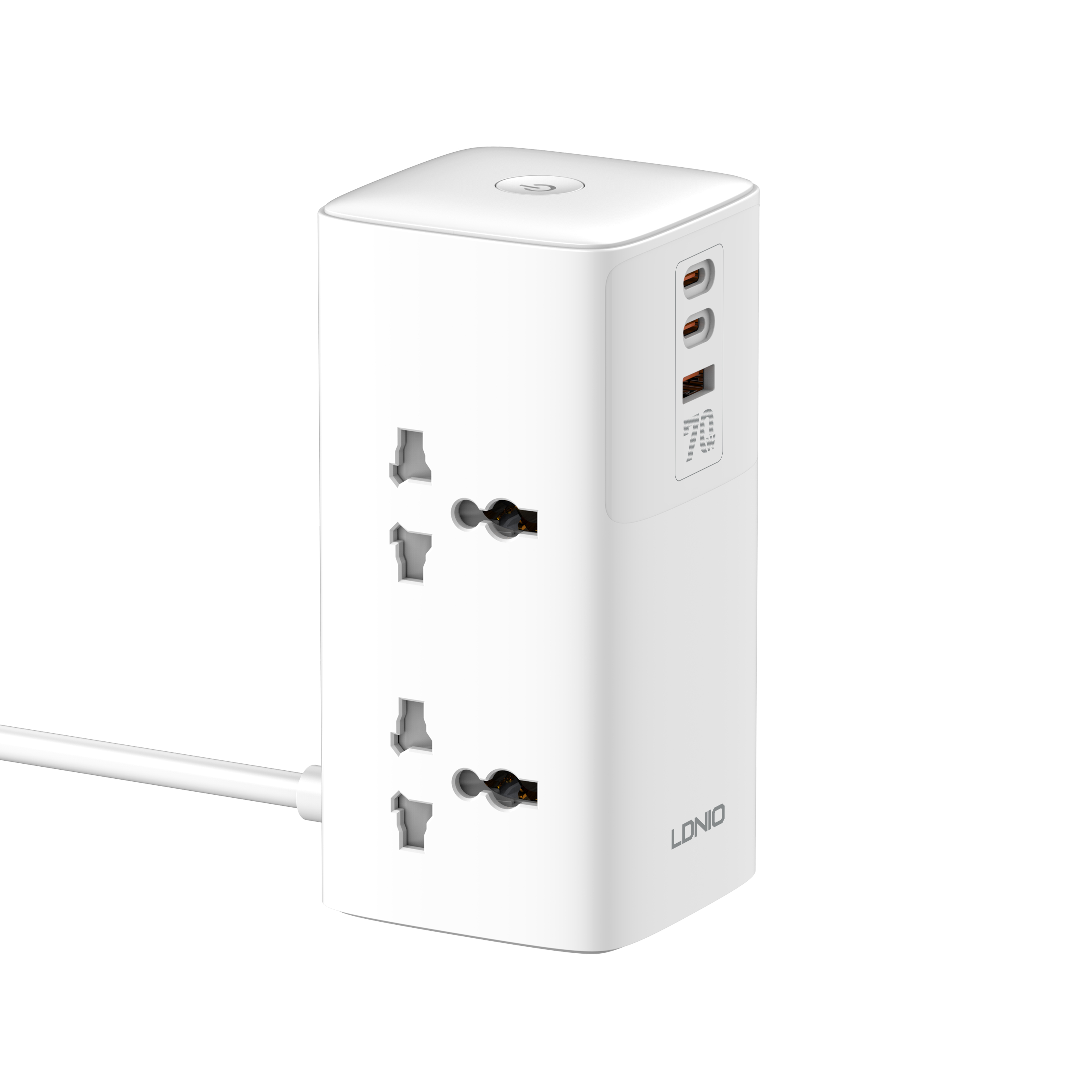 LDNIO SC4383 4-Outlet Desktop Power Strip – 2500W with 3 USB Ports & US/EU/UK Plugs