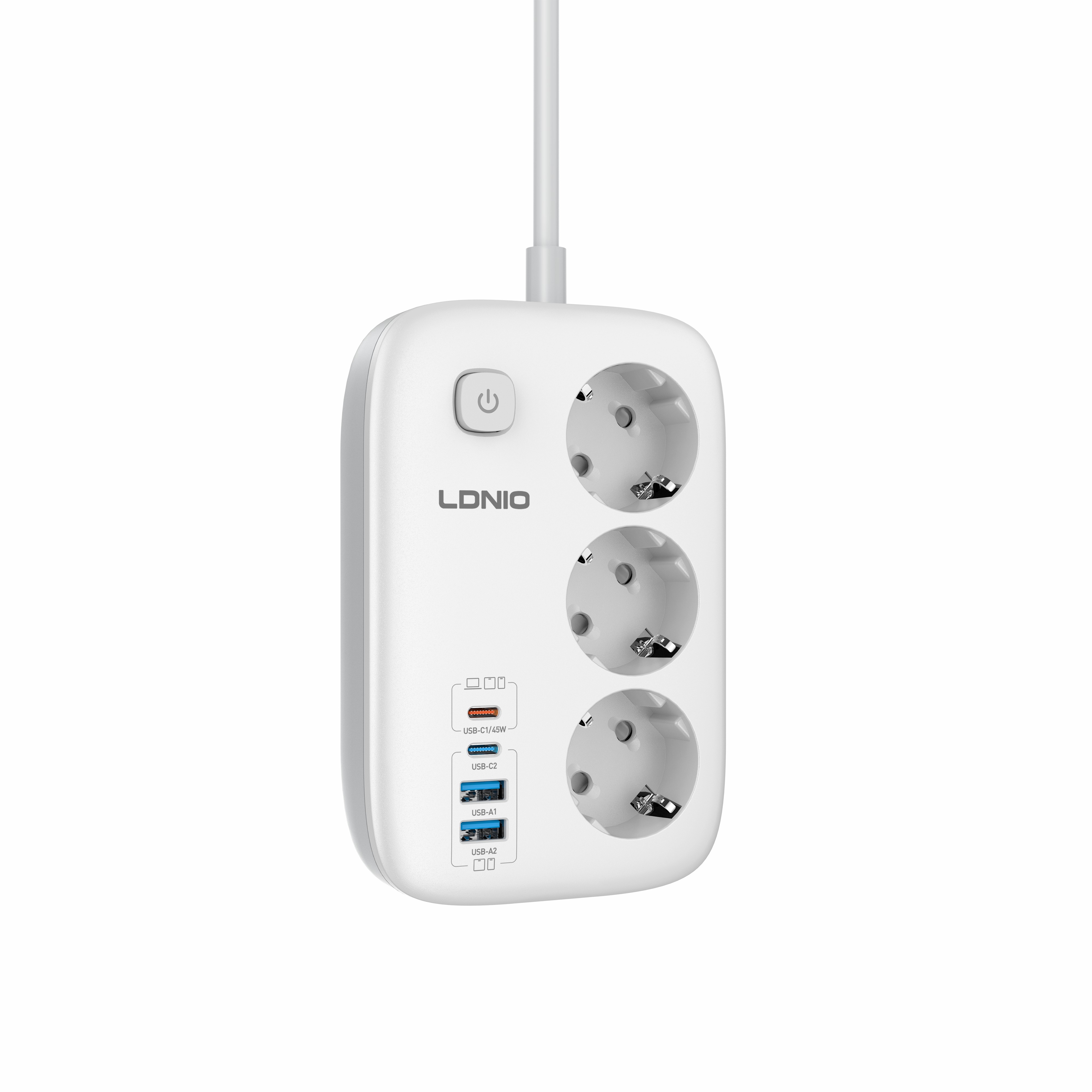 LDNIO SE2 Power Strip PD 45W Fast Charging USB Ports Power Outlet Eu Plug Extension Power Socket