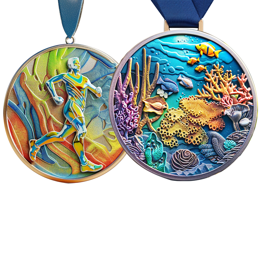 Metal Medal Manufacturer 3D UV Printed Medal With Ribbon