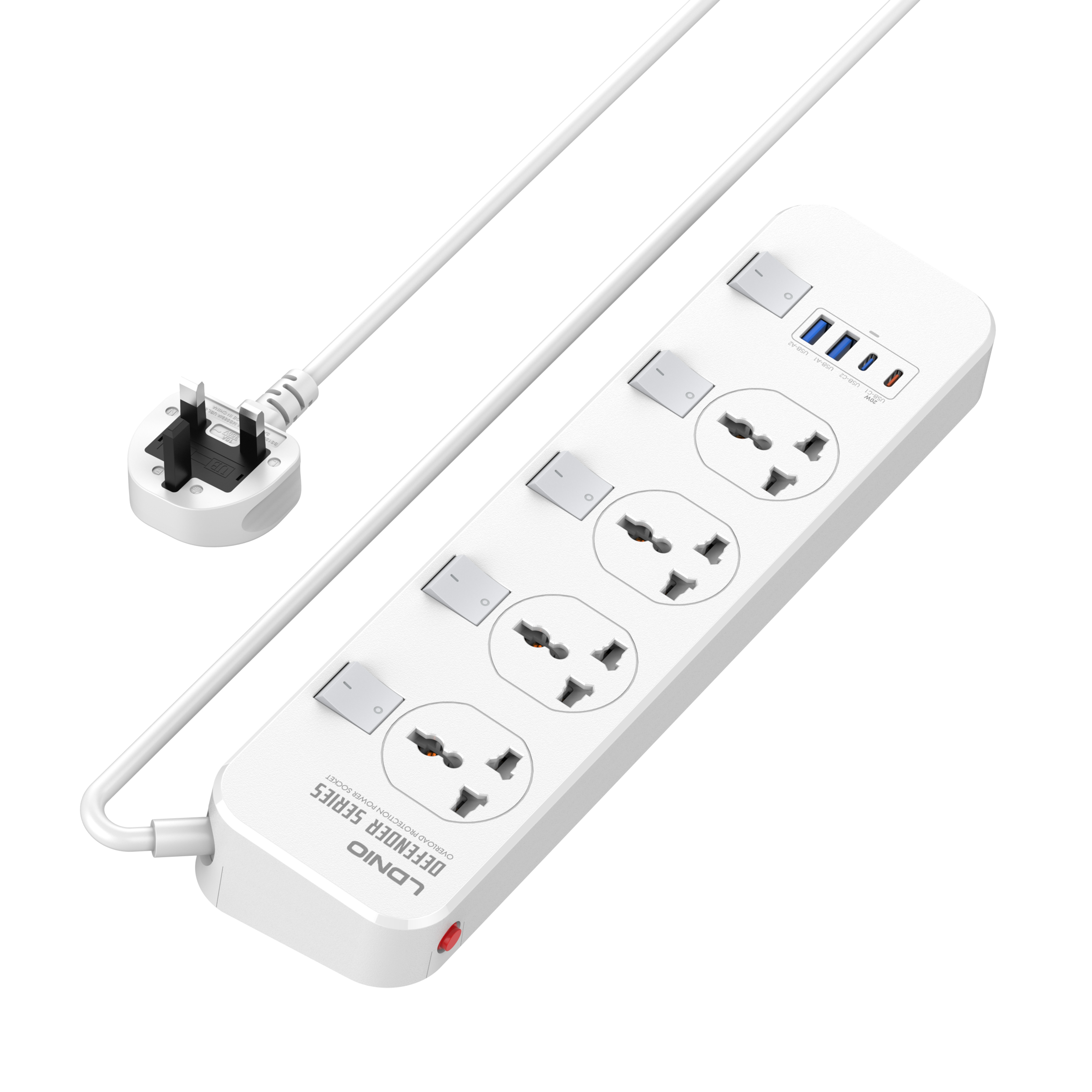 LDNIO SC4408C Socket Extension 4 Outlet 4 USB QC3.0 PD Power Socket Plug Universal Power Strips