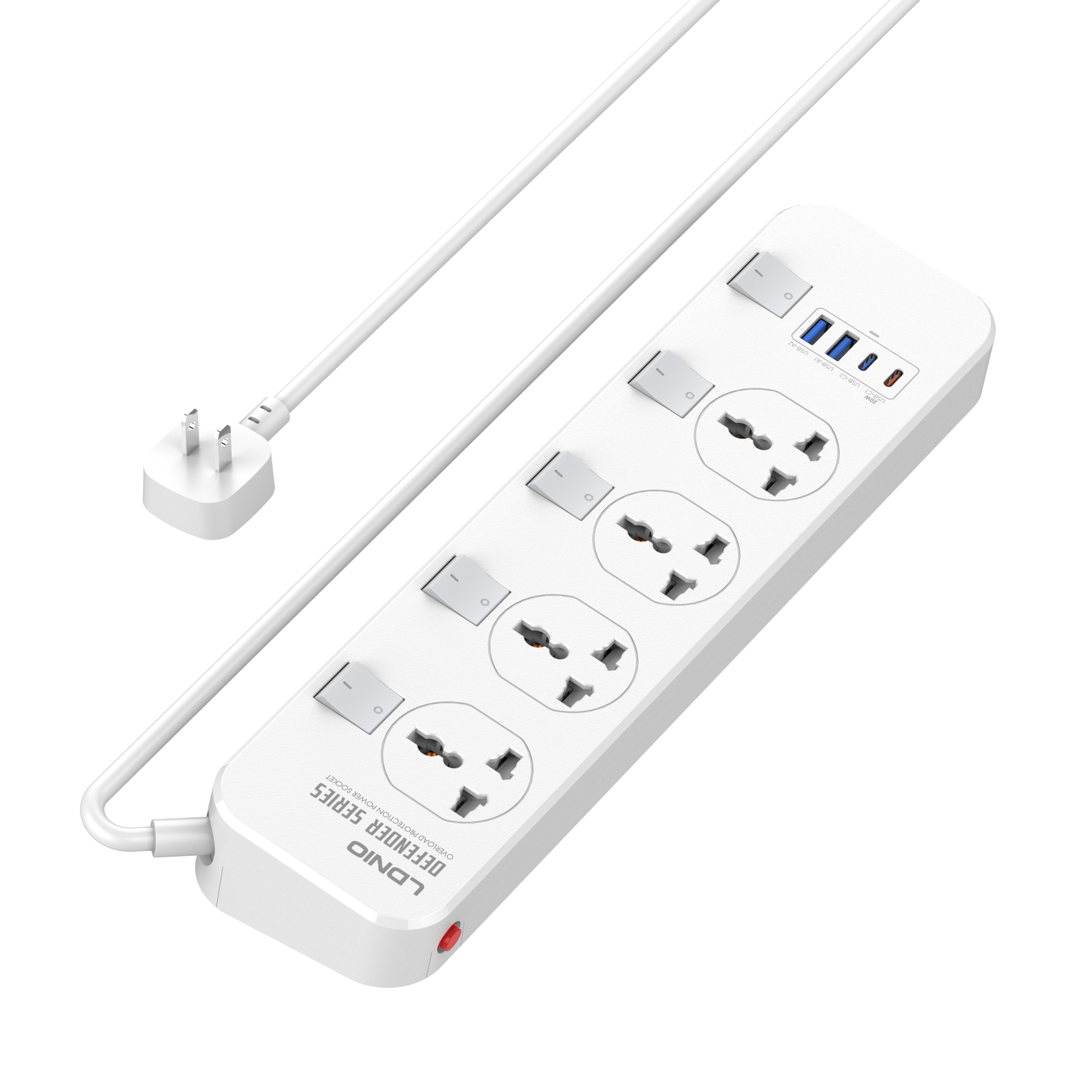 LDNIO SC4408C Socket Extension 4 Outlet 4 USB QC3.0 PD Power Socket Universal US Plugs Power Strips