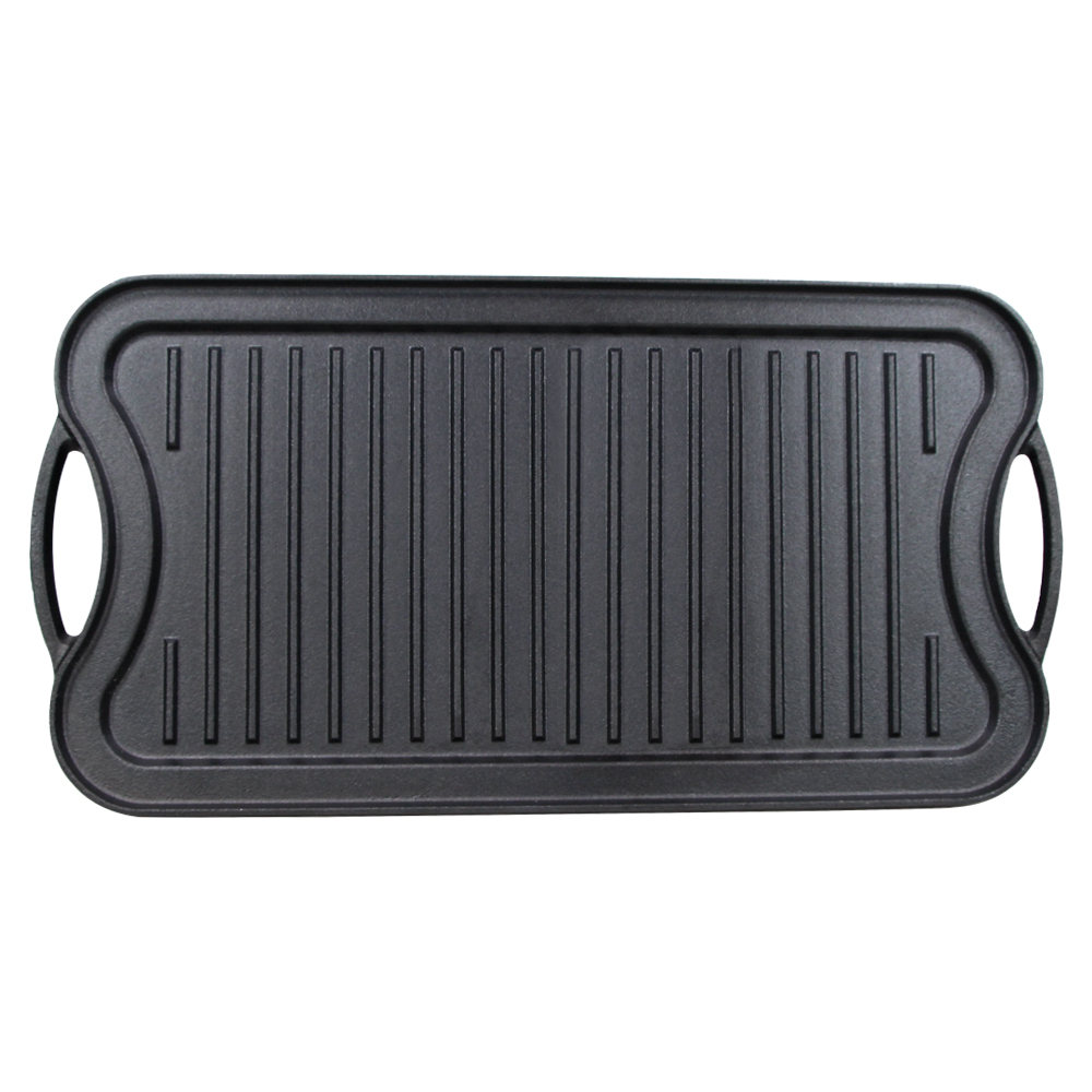 Cast Iron Plate Double-sided Grill Pan Grill Plate Frying Cookware Roasting Pan Cast Iron Griddle