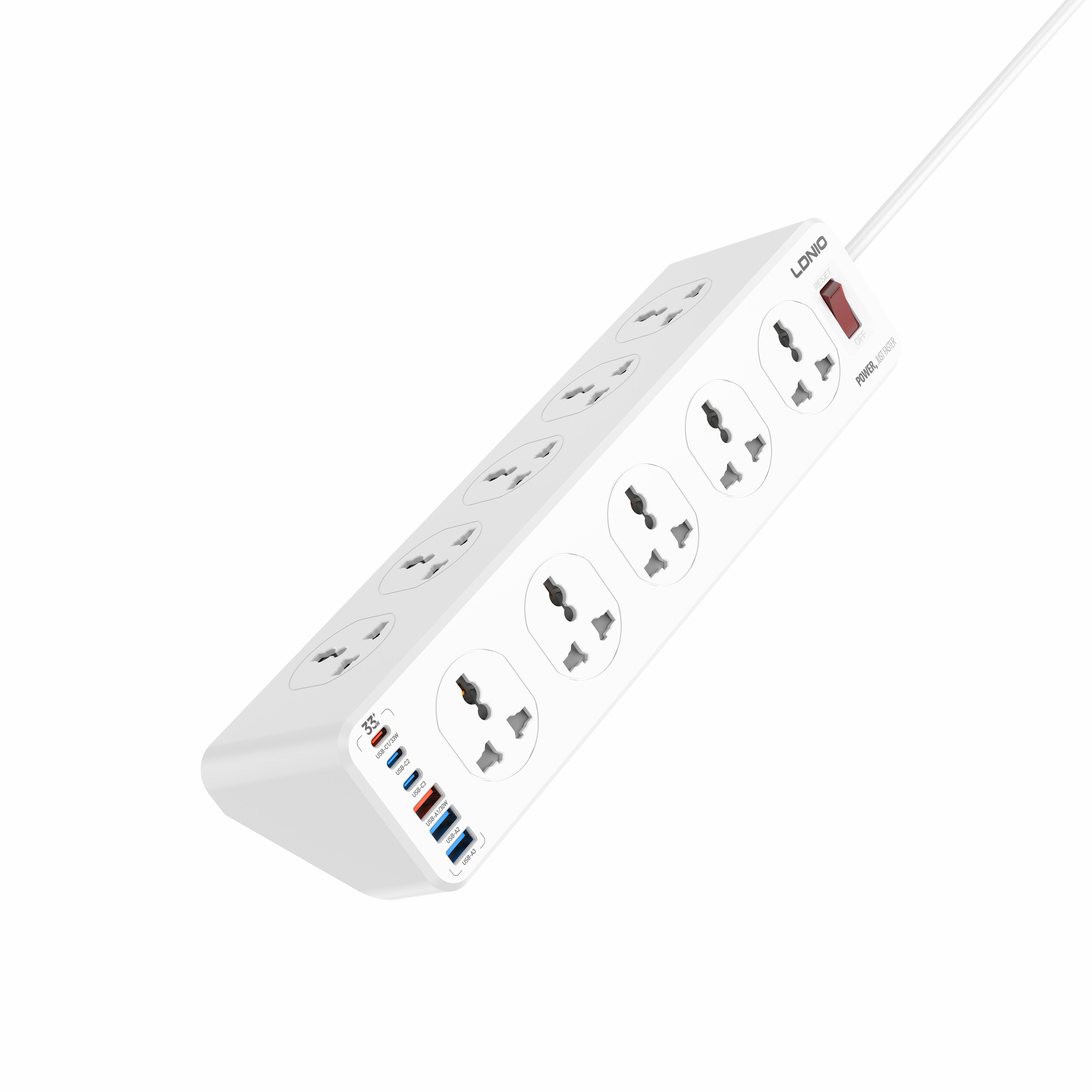 LDNIO SC10610C 30WUs/Uk/Eu Fast Charging Extension Socket With 10 Universal Outlet 6 Usb Ports