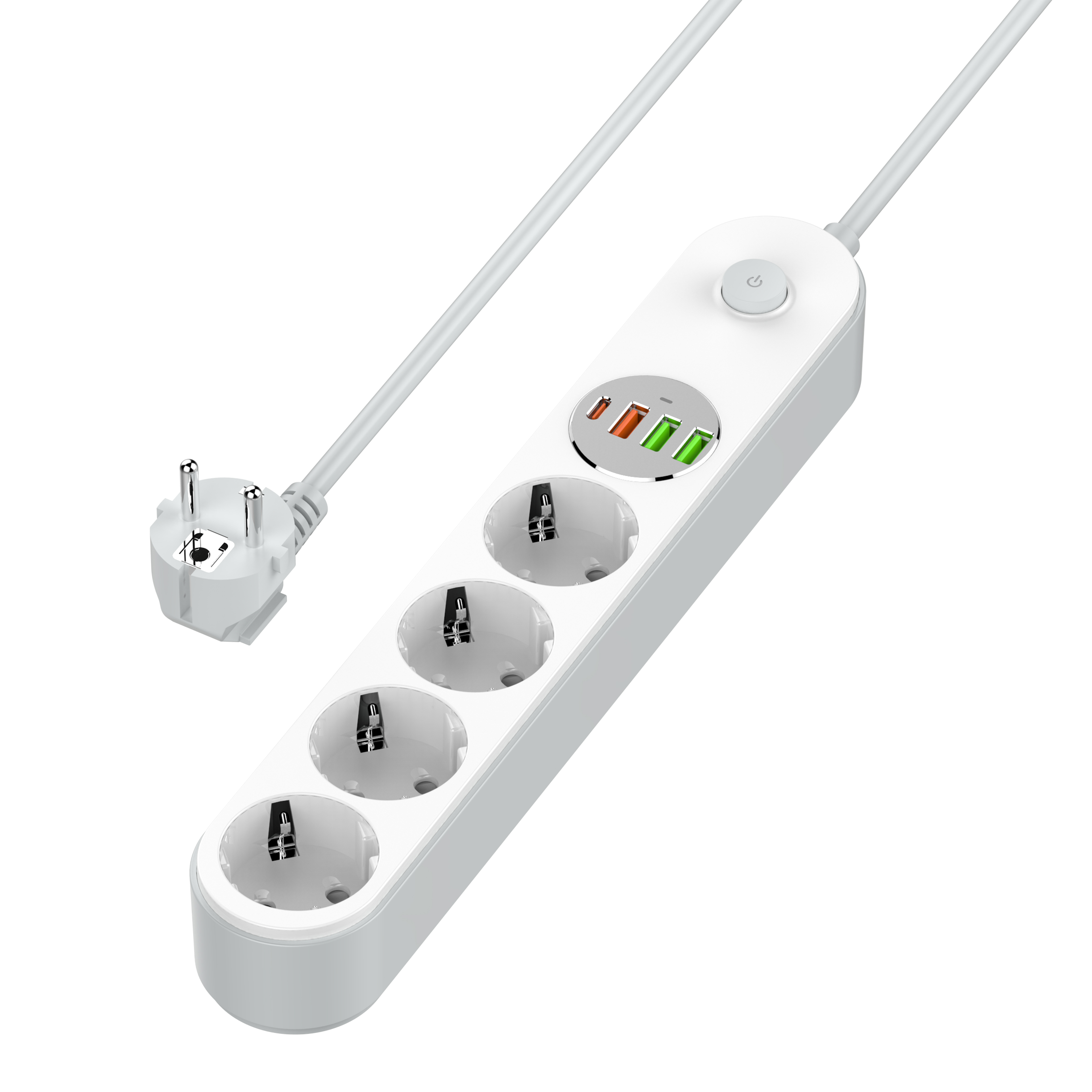 LDNIO SE4432C European Power Strip USB Fast Charge Port Electrical Extension Power Socket 4 Outlets