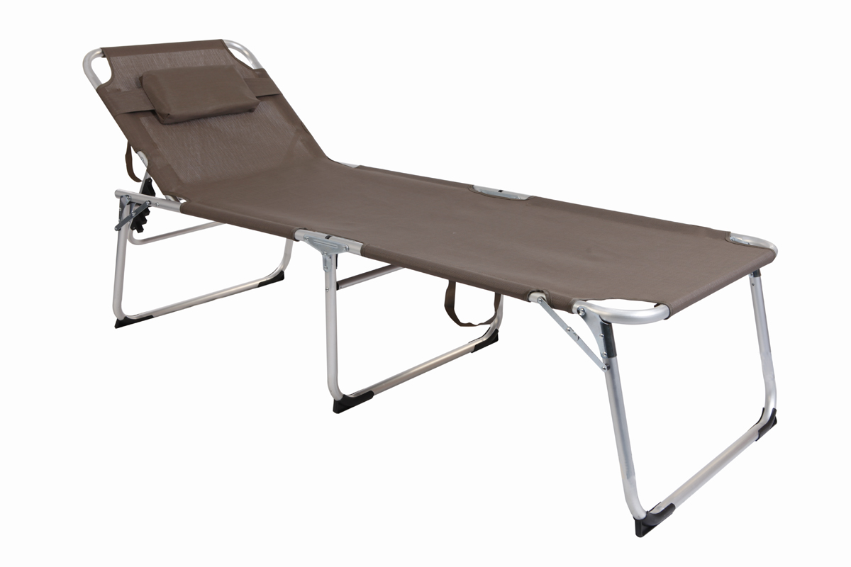 Alu Camping Bed High Version W/Headrest, W/O Sun Shade;