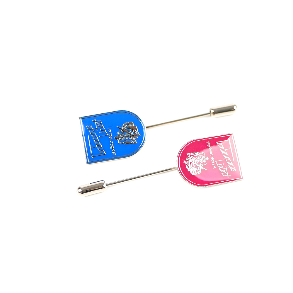 Custom Logo Die Cast Enamel Long Needle Clothing Metal Pin Badges