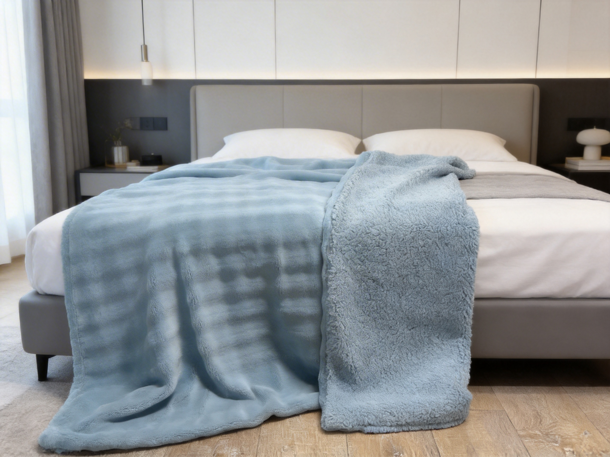 Double-sided composite rabbit fur blanket