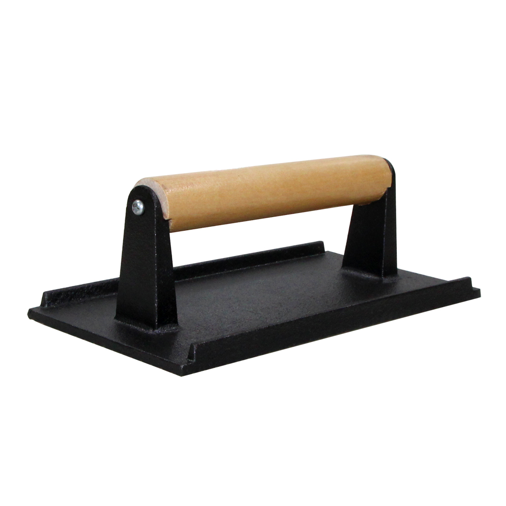 Cast Iron Meat Press/Bacon Press/Cast Iron rectangular Burger Press with wooden handle