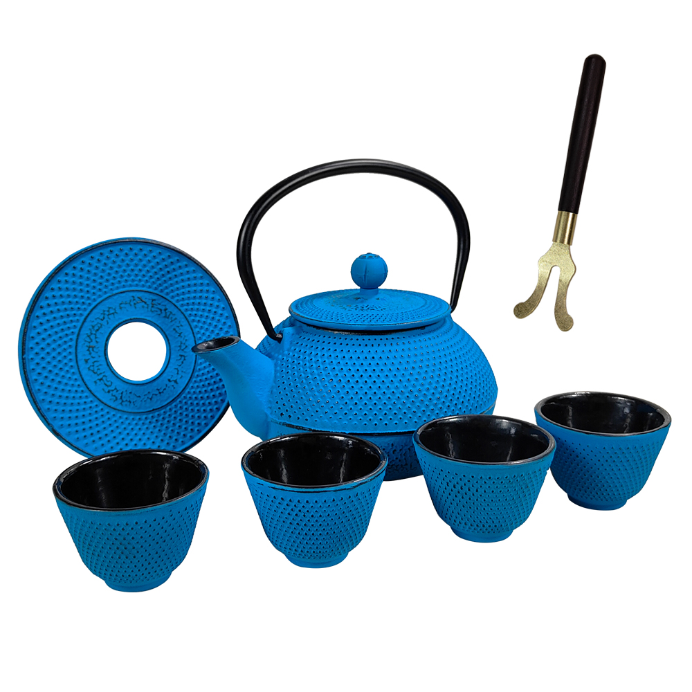 Cast iron Tea & Kettle Set Big Cast Iron Tetsubin set Japanese Style Cast Iron Teapot Cup Stand Set