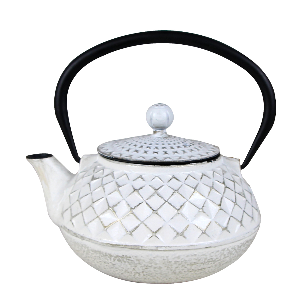 Wholesale 500ml White Cast Iron Teapot Decorative Tea Serving Kettle For Home Kitchen Hotel Decor