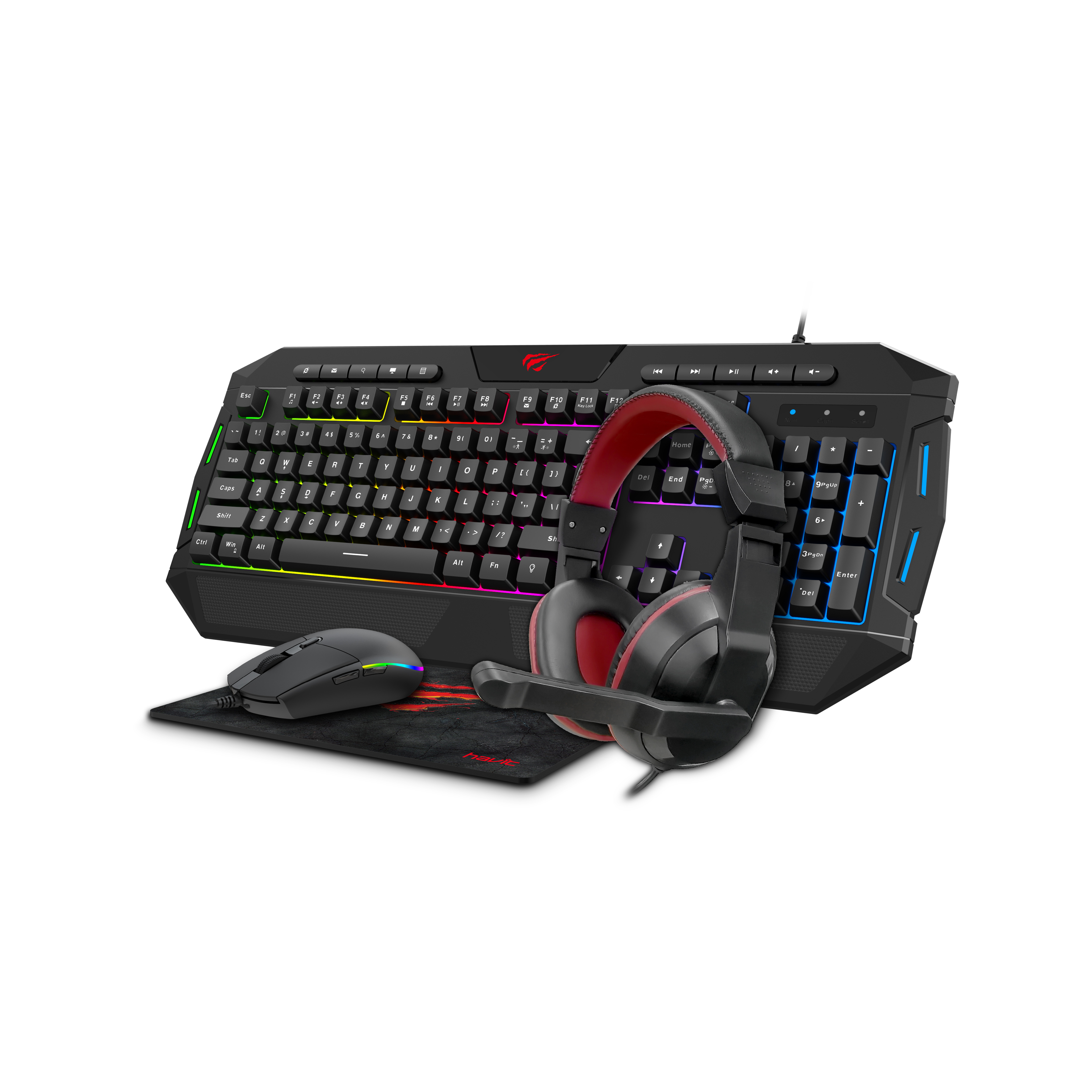 HAVIT KB501CM Gaming Combo Gaming Headsets Keyboard Mouse and Mouse Pad 4-IN-1 Set