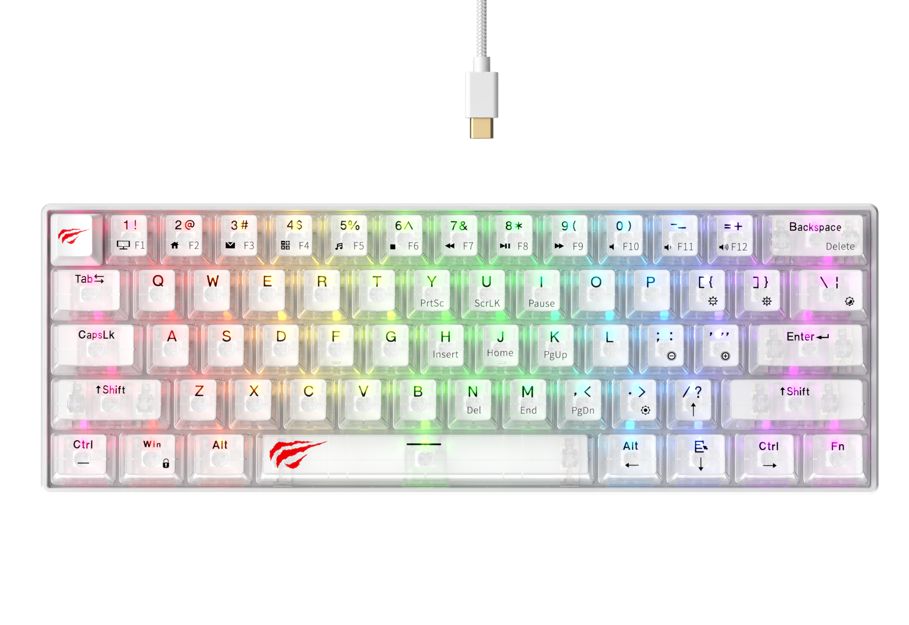 HAVIT KB903L Gaming Keyboard Dynamic RGB Backlit Mechanical Keyboard 61 Keys with Transparent Shell