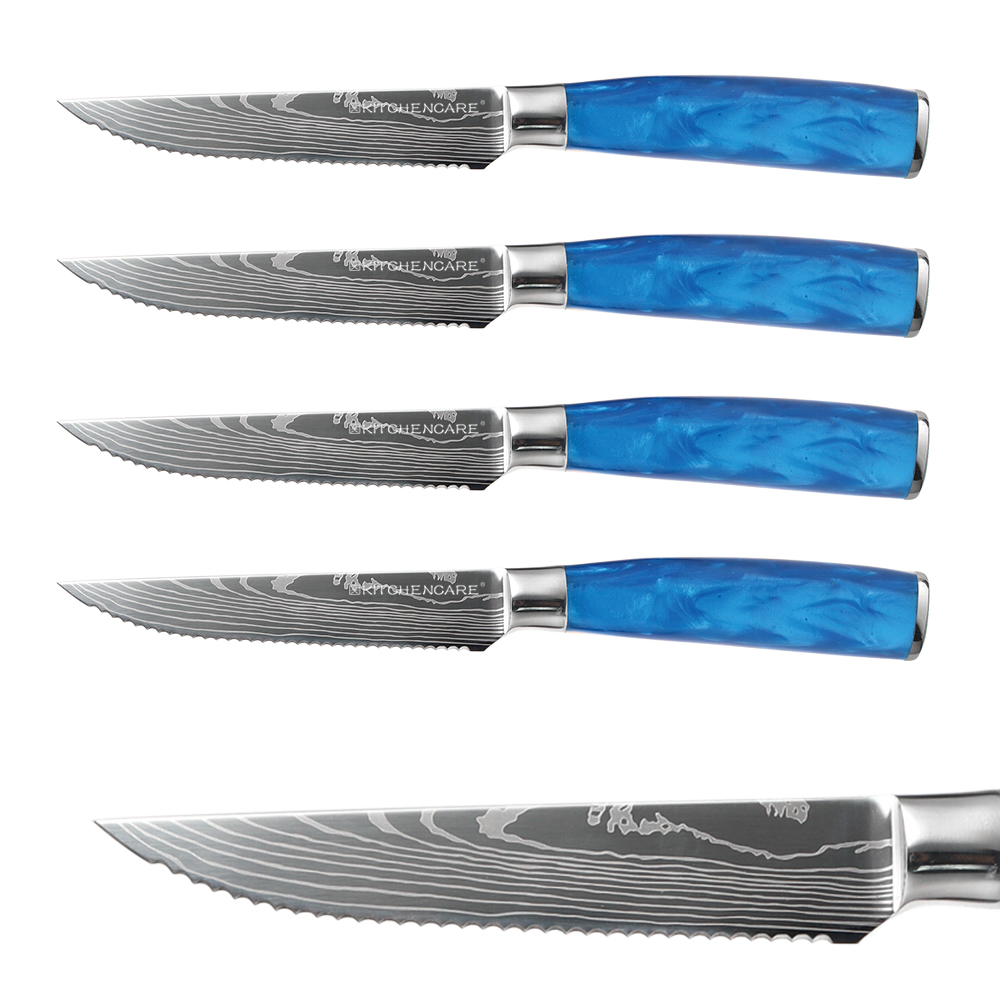Hip-home 4.5inch Serrated Knives Blue Trend Products Cuchillos 2026 Stainless Steel Steak Knives Set