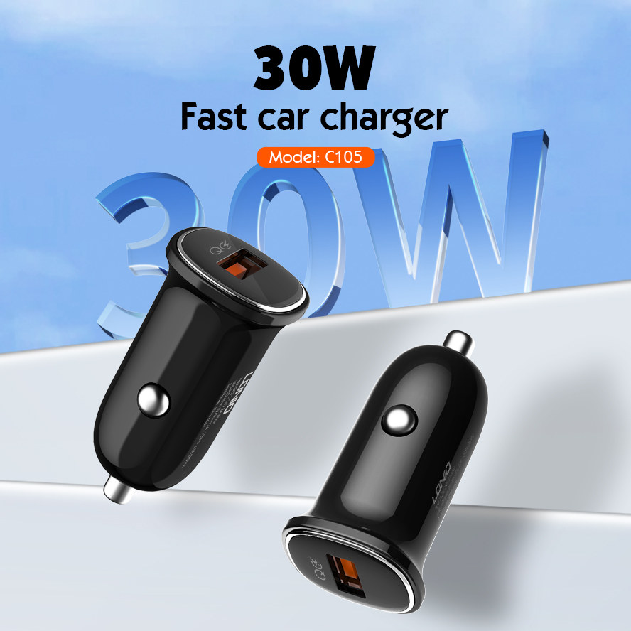 LDNIO C105 High Quality Quick Charging 30W High Power Single QC 30W Car Charger for Phone