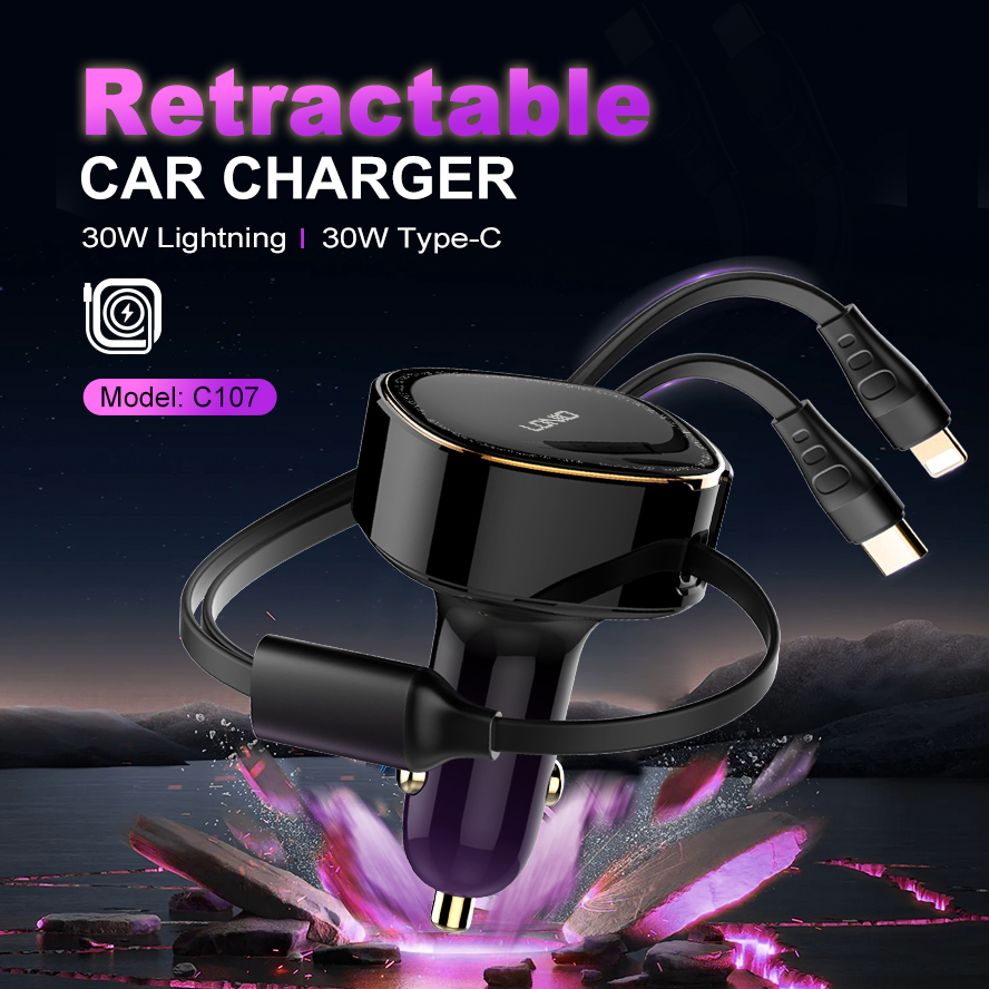 DNIO C107 Fast Charging PD 30W Car Mobile Phone Adapter Type C Car Charger