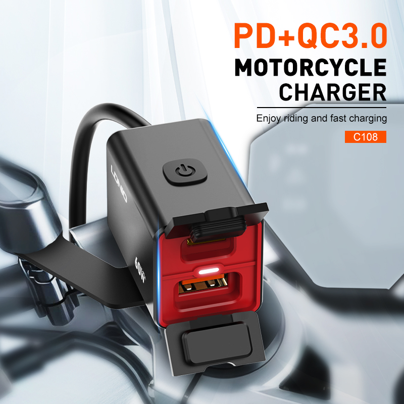 LDNIO C108 Fast Usb Charger Durable Electric Motorcycle Mobile Phone Charger with Usb Ports
