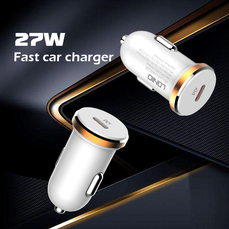 LDNIO C22Q Car Charger Pd 27w Adapter Dual Usb Type-c Pd3.0 Fast Car Phone Charger