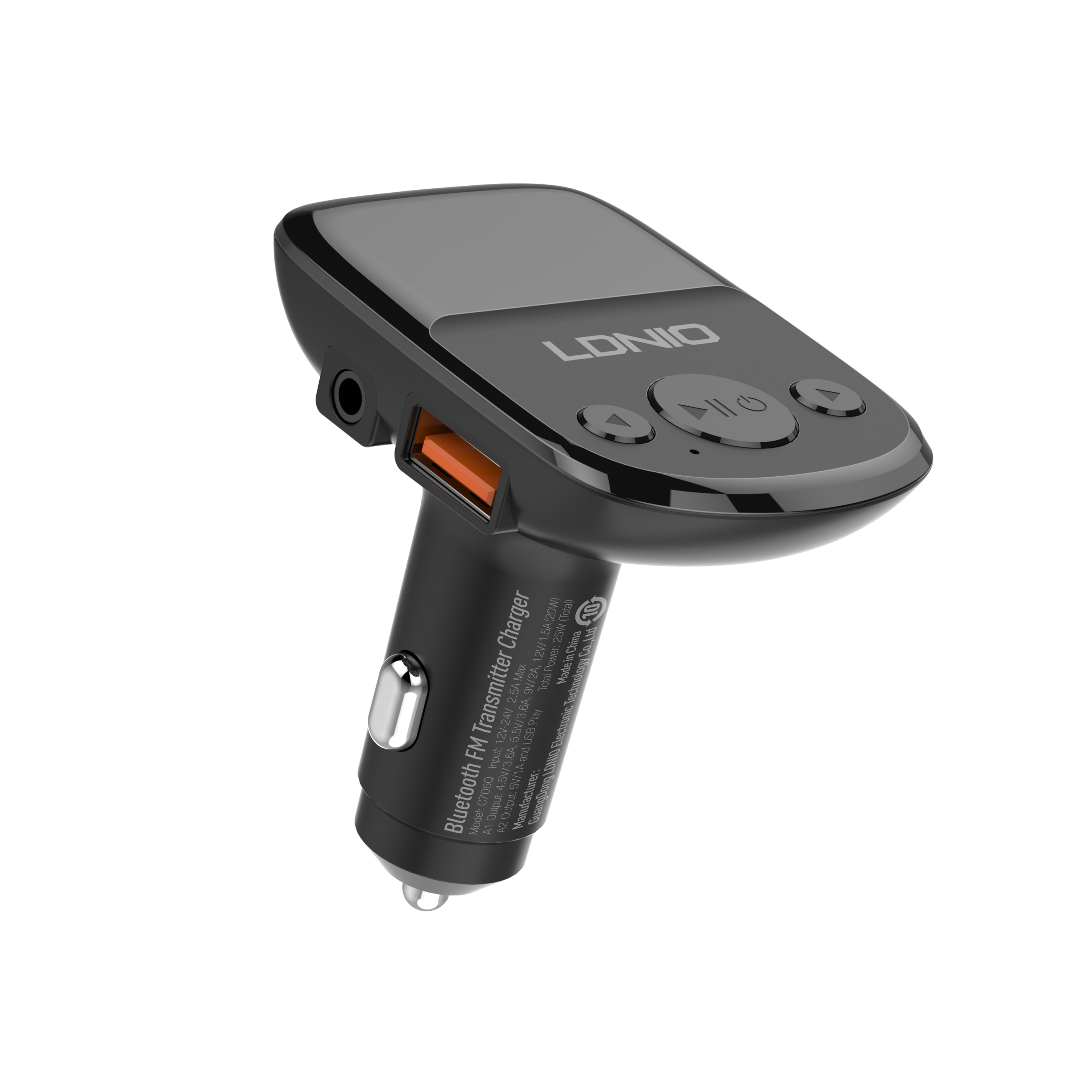 LDNIO C706Q QC3.0 Dual USB 3.0 In-Car Charger BT 5.0 Wireless Transmitter Electric Car Fast Charger