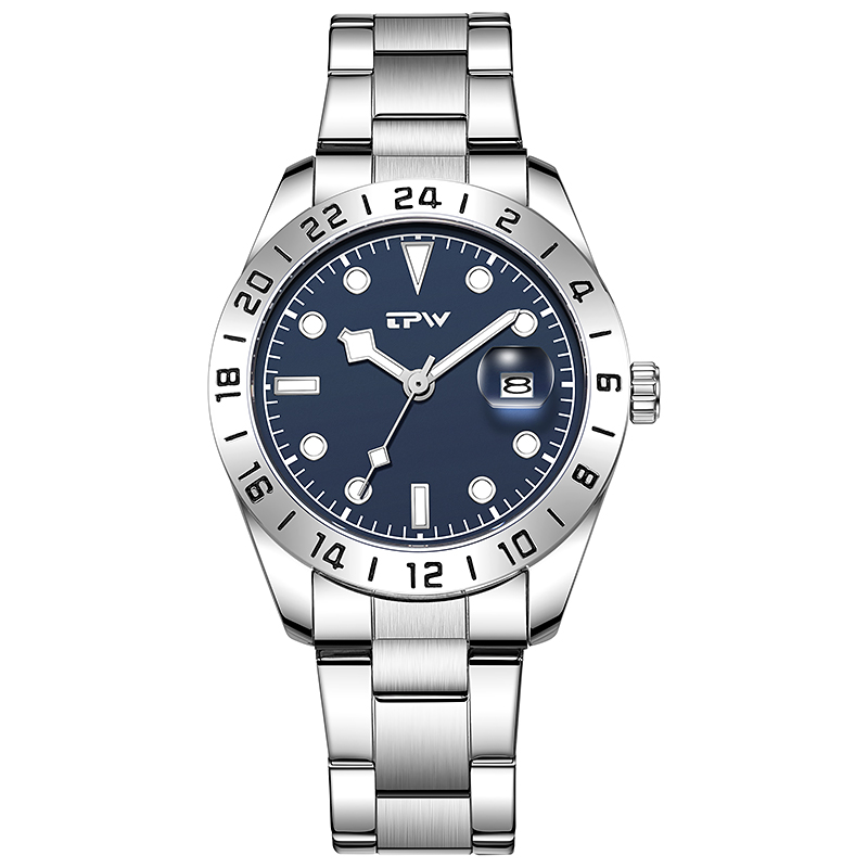 TPW K5019 Wholesale Luxury Calendar Waterproof Blue Dial Wrist Watch for Men