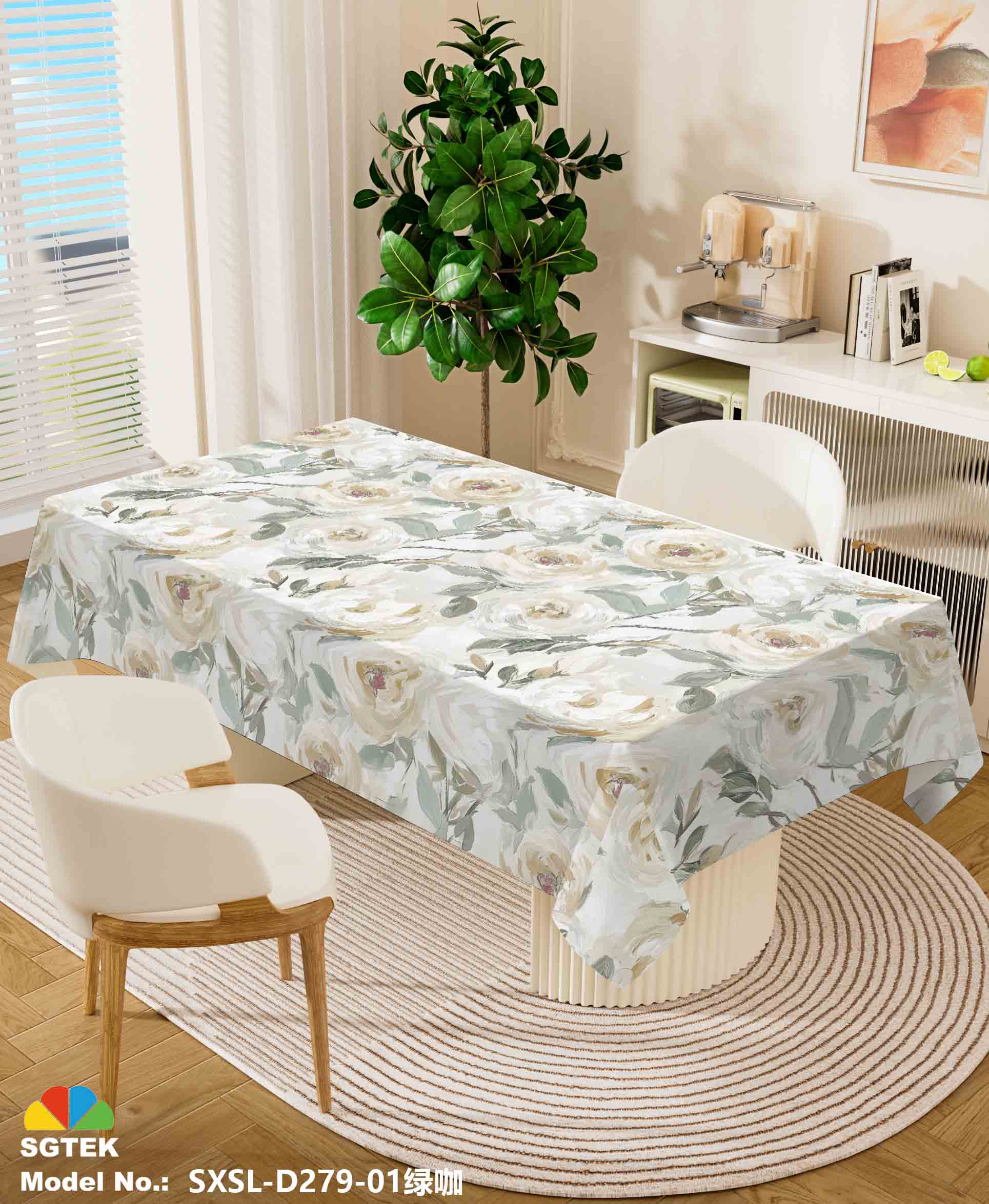 Plastic tablecloth Check Mesh Embossing with Polyester Backing