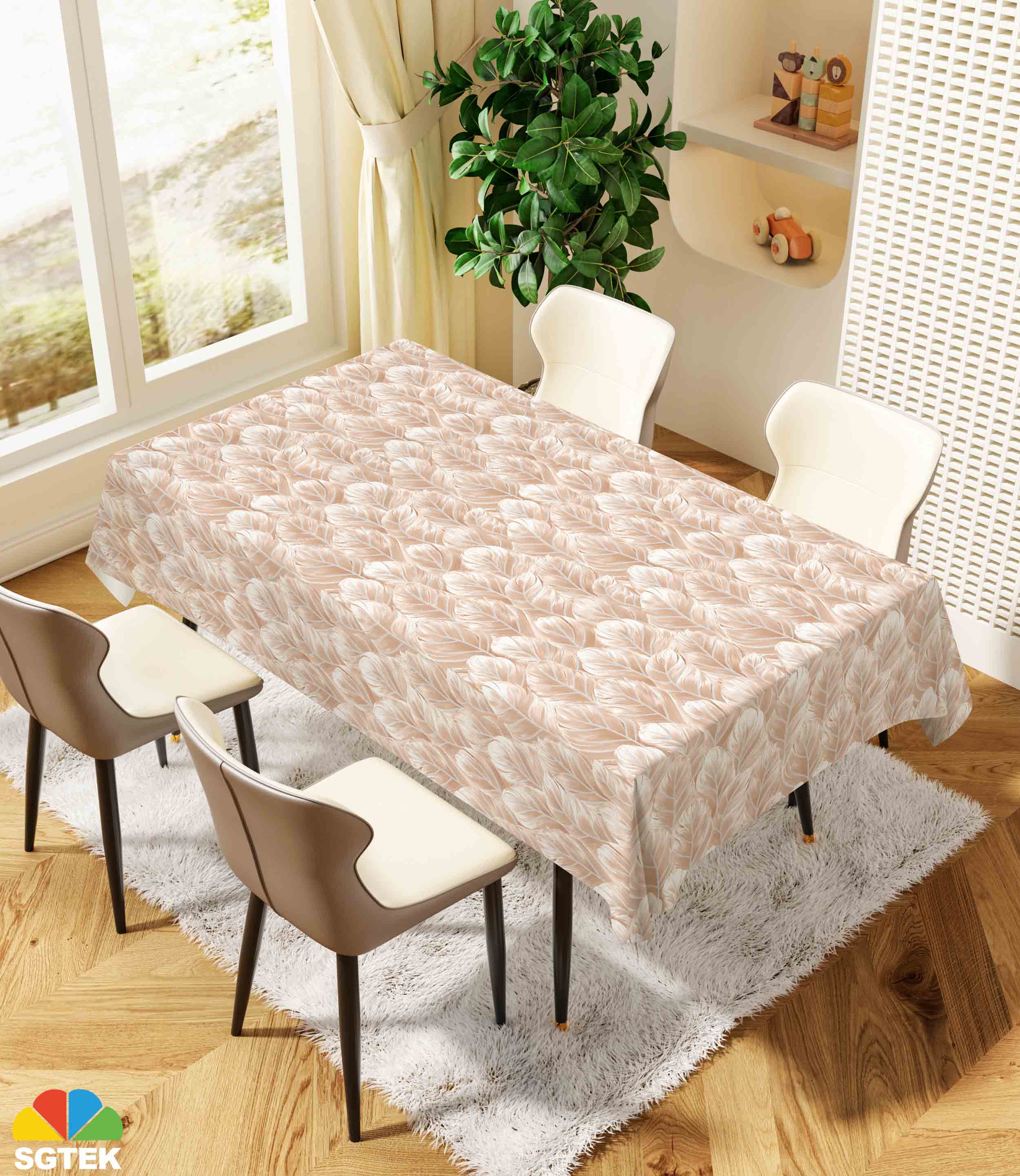 Plastic tablecloth Check Mesh Embossing with Polyester Backing