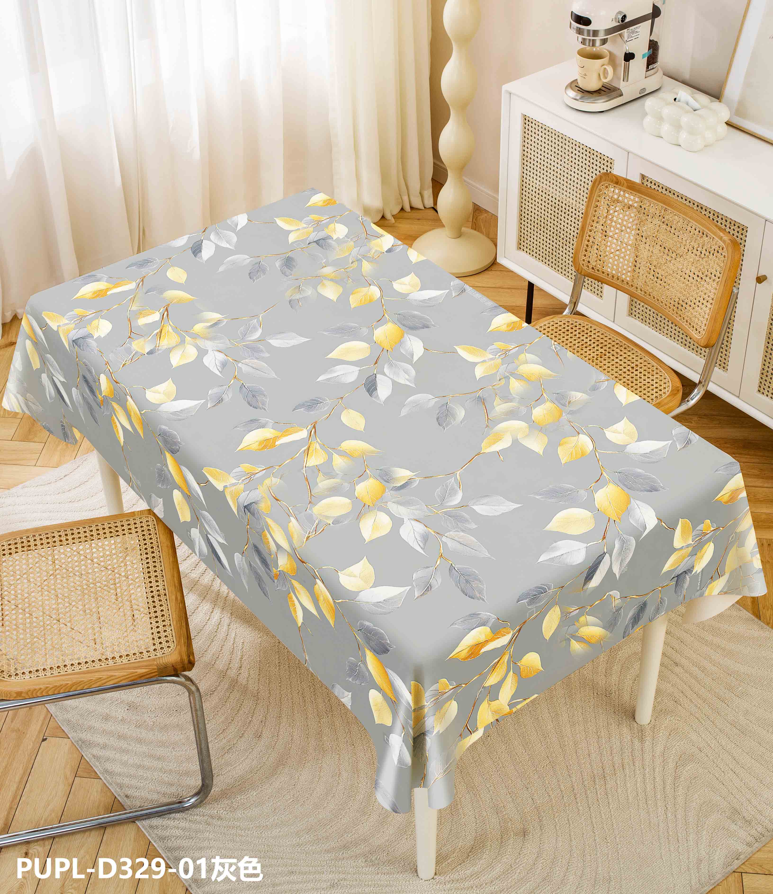 Optical Embossing Waterproof Silky Tablecloth with PU Backing