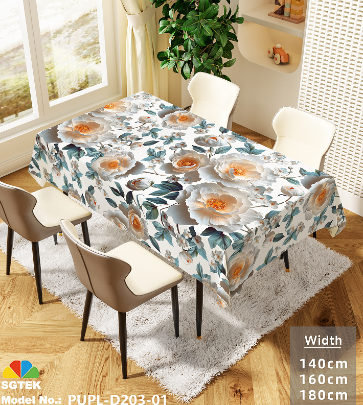 Optical Embossing Waterproof Silky Tablecloth with PU Backing