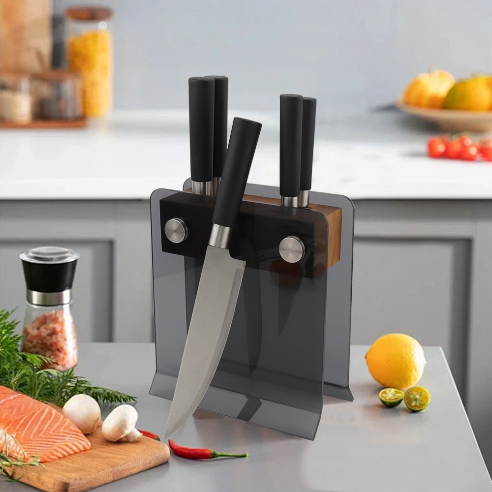 Hip-home 5 Piece Kitchen Knife Set with Acrylic Block Stainless Steel Chef Knives Ergonomic Handle