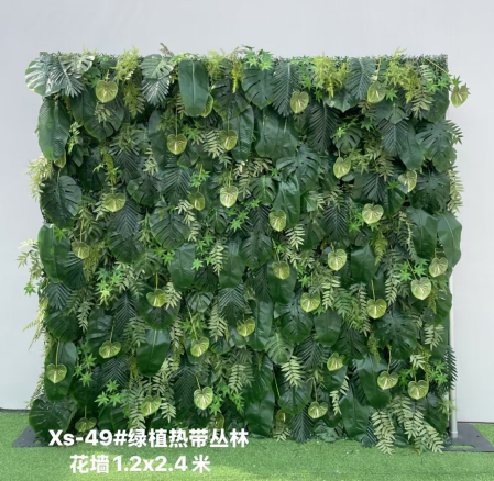 Green plants tropical jungle flower wall