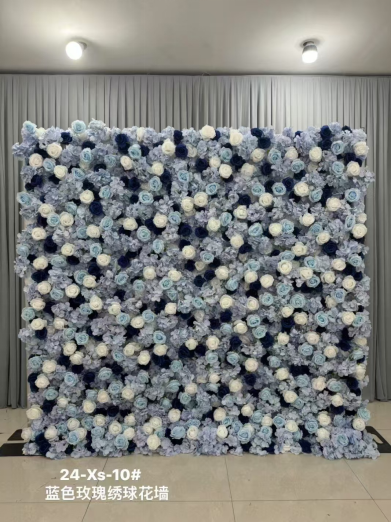 Blue rose hydrangea wall