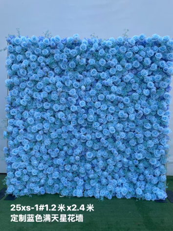 customized blue star-shaped flower wall