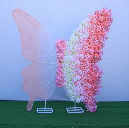 Butterfly-shaped flower wall