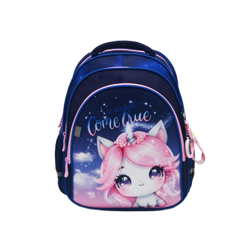 HASLOR school backpack with cartoon girl design, customization available.