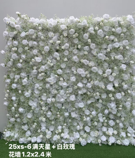 Starry Sky+white Rose Flower Wall