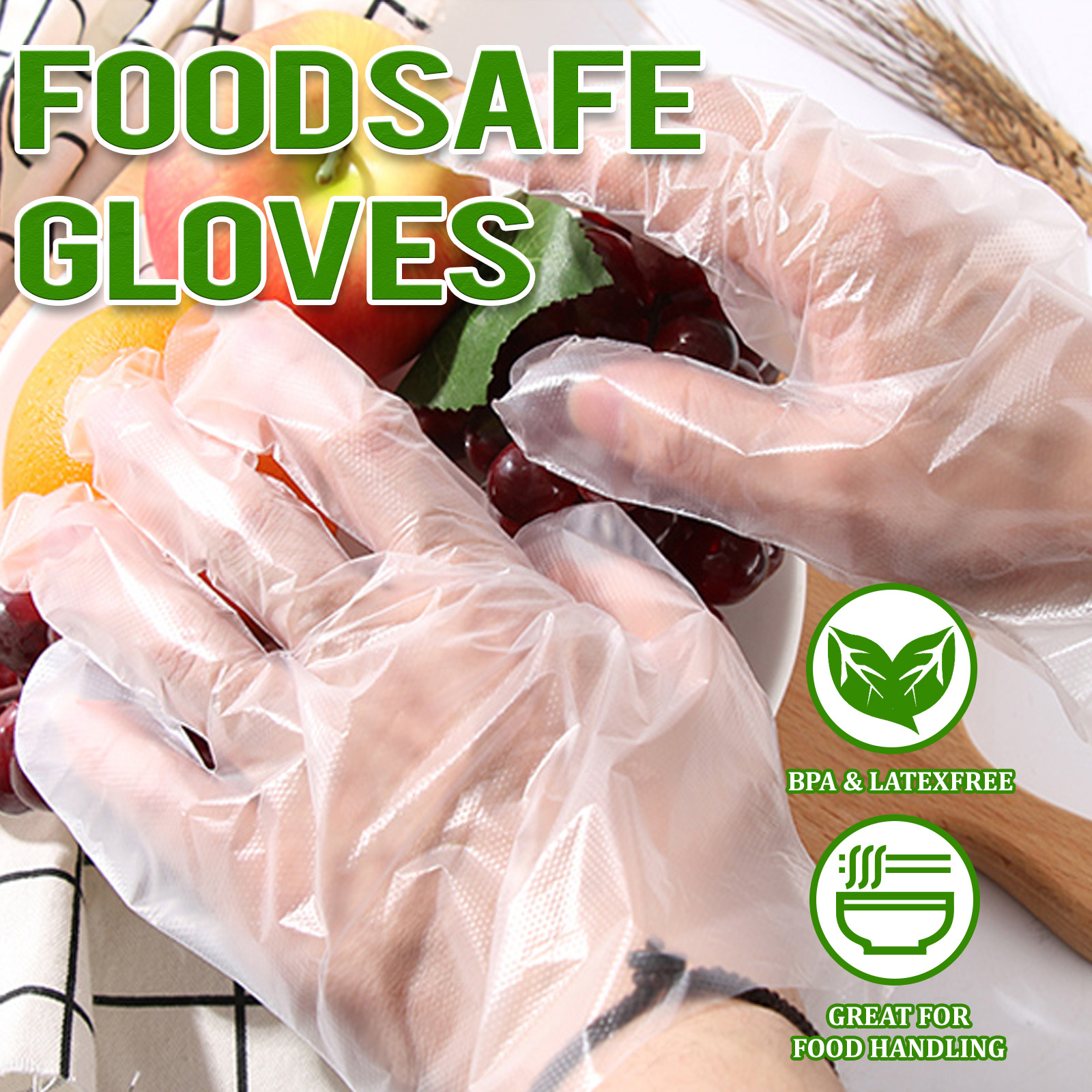 Disposable gloves food grade catering home kitchen thick plastic transparent film