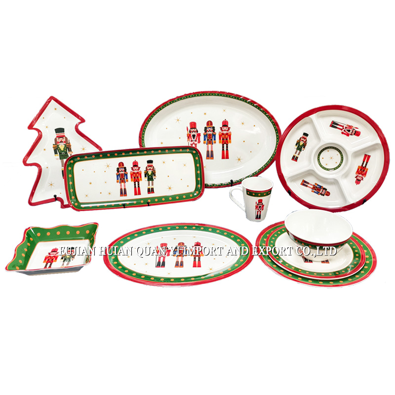 Christmas Soldier Design Melamine Dinner Set - Durable Plastic Tableware for Xmas Party & Dinner