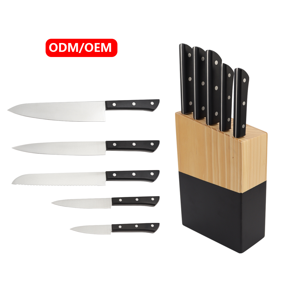 Hip-home OEM 6 Piece Kitchen Knife Set Sharp Blade Wood Storage Block for Wholesale