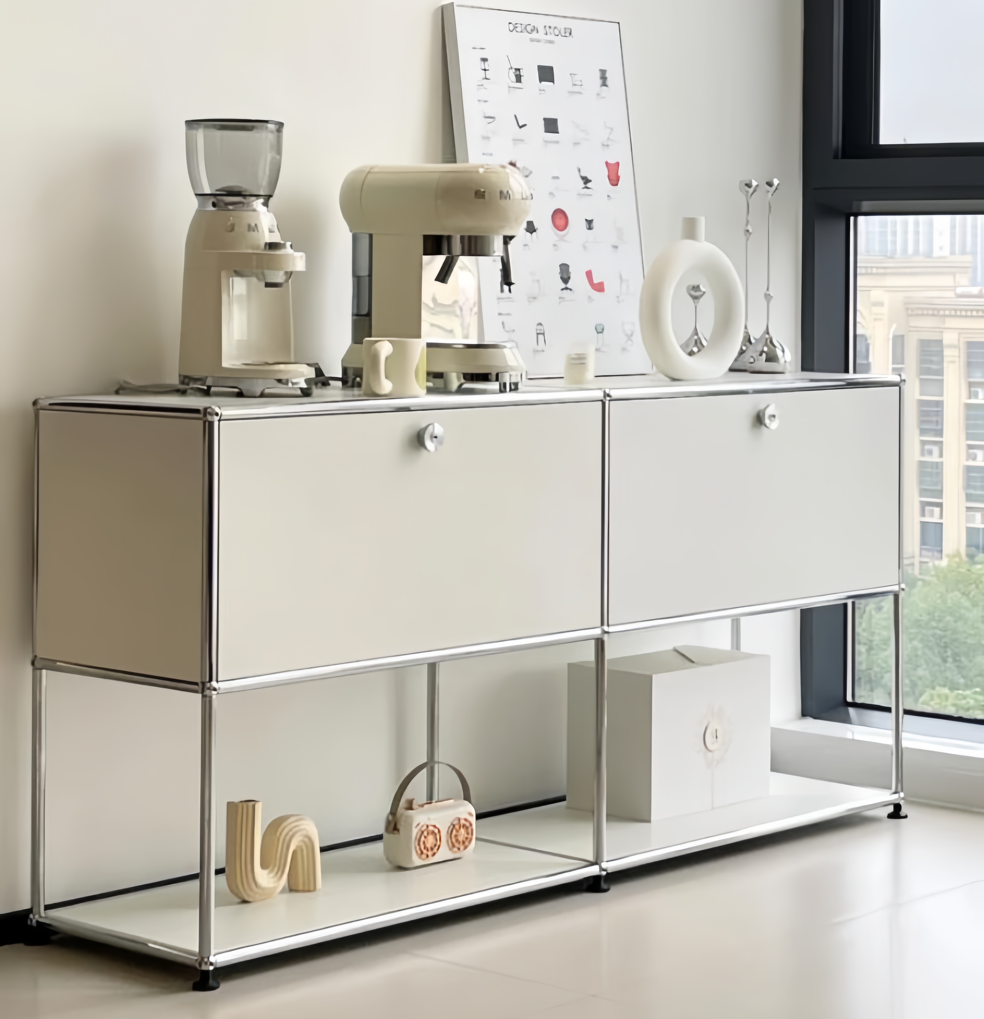 modular console,stackable storage cabinet,metal frame sideboard,modular tv stand,open storage
