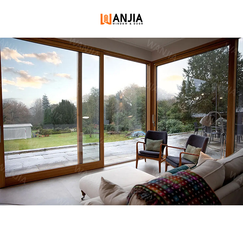 House Home Balcony Door Aluminum Clad Wood Door Custom Aluminum Wood Sliding Door