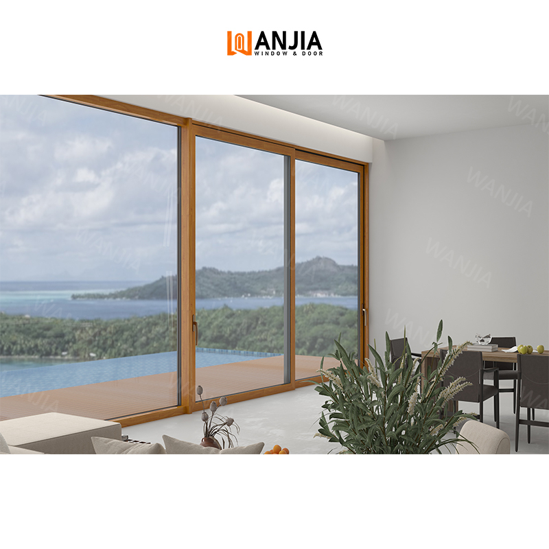 Aluminum Wood Glass Sliding Door Partition Interior Sliding Door Custom Aluminium Clad Door