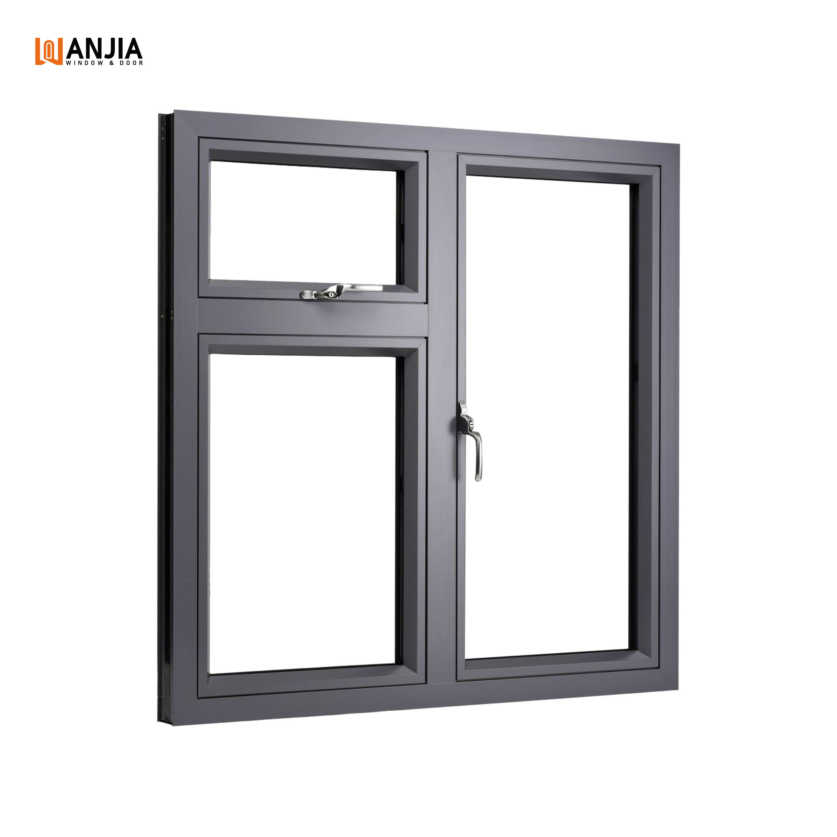 Soundproof Windows Energy Efficient Gray Frame Aluminum Casement Window Aluminum Combination Window