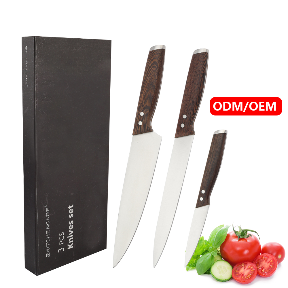Hip-home 3 Piece Chef Knives Set Cuchillos Custom Wood Handle Kitchen Knife Set for Home and Kitchen