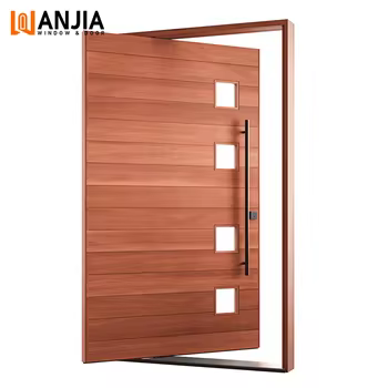 WANJIA House Modern Wooden Composite Pivot Door Villas Front Entry Doors